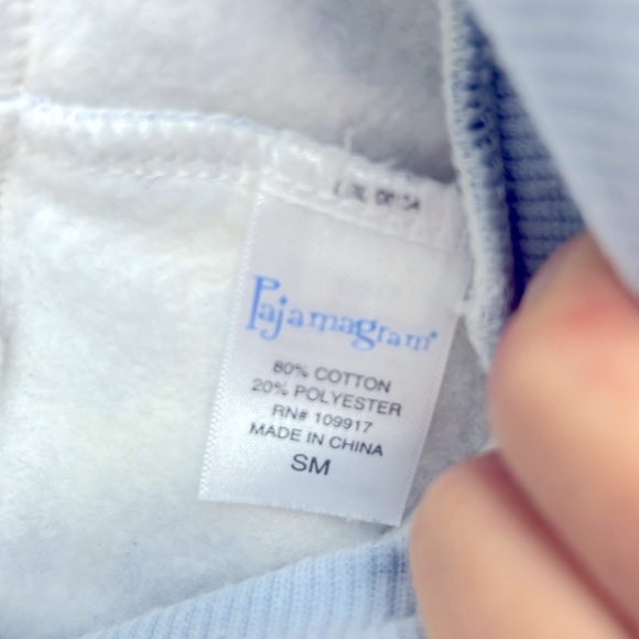 Pajamagram Women’s Fleece Lined Sweatshirt and Sweat Pants Blue Cream Sz Small - Picture 7 of 10